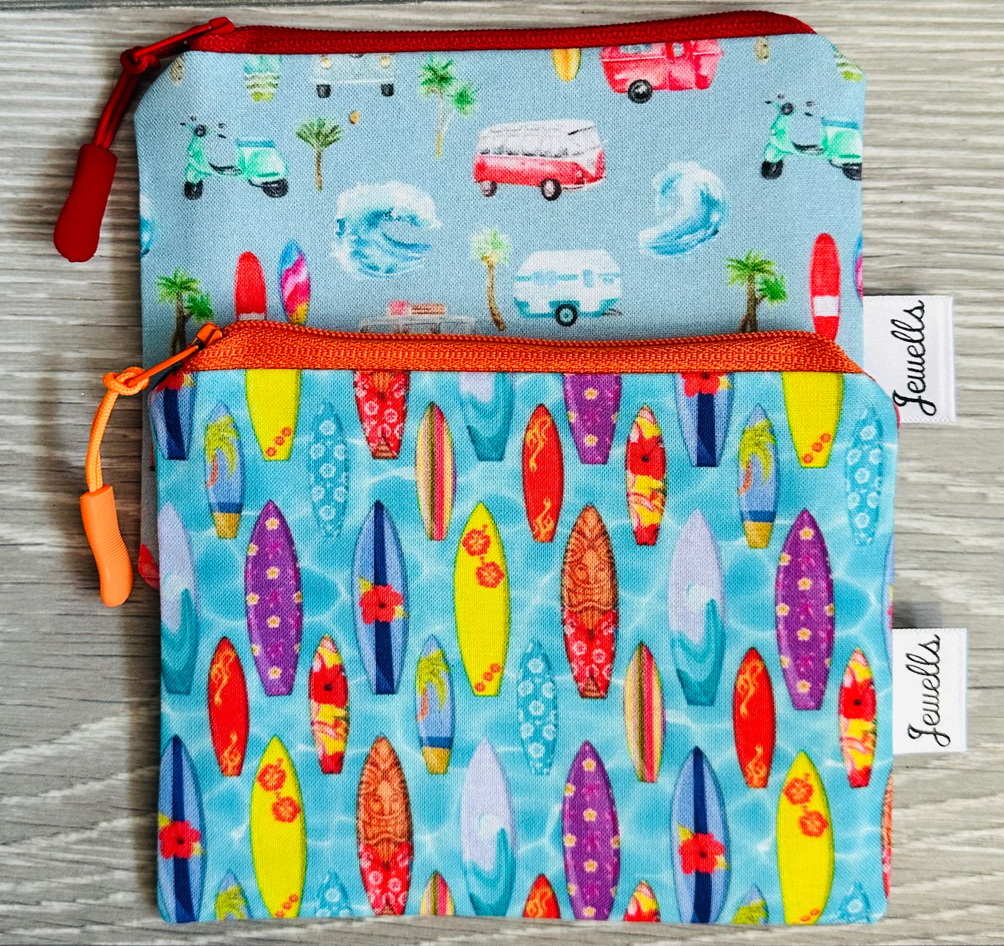 Vintage Surf fabric coin purse pouch blue