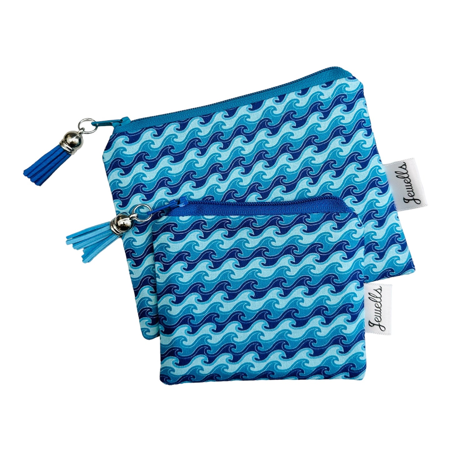 Waves fabric purse pouch 2 sizes blue