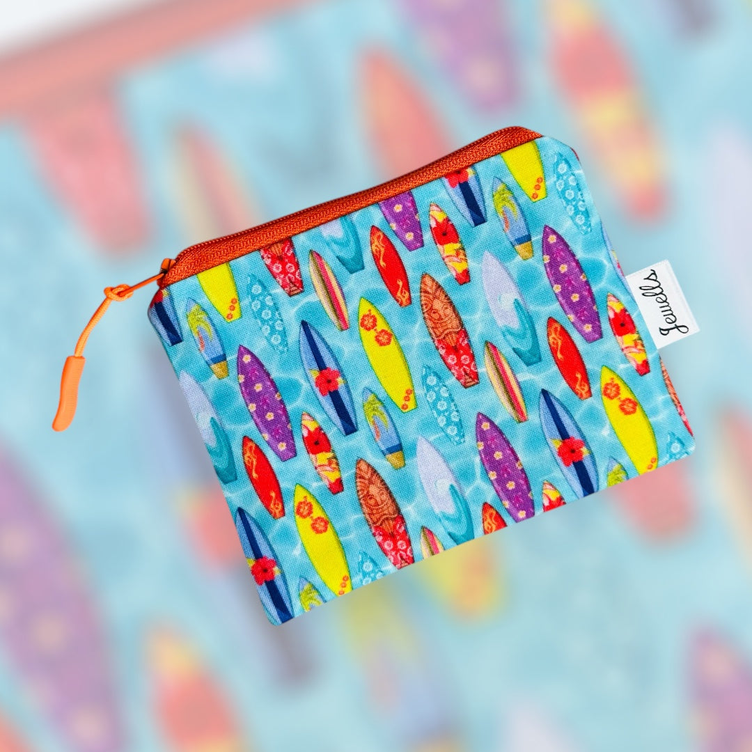 Surfboards Surf fabric coin purse pouch turquoise