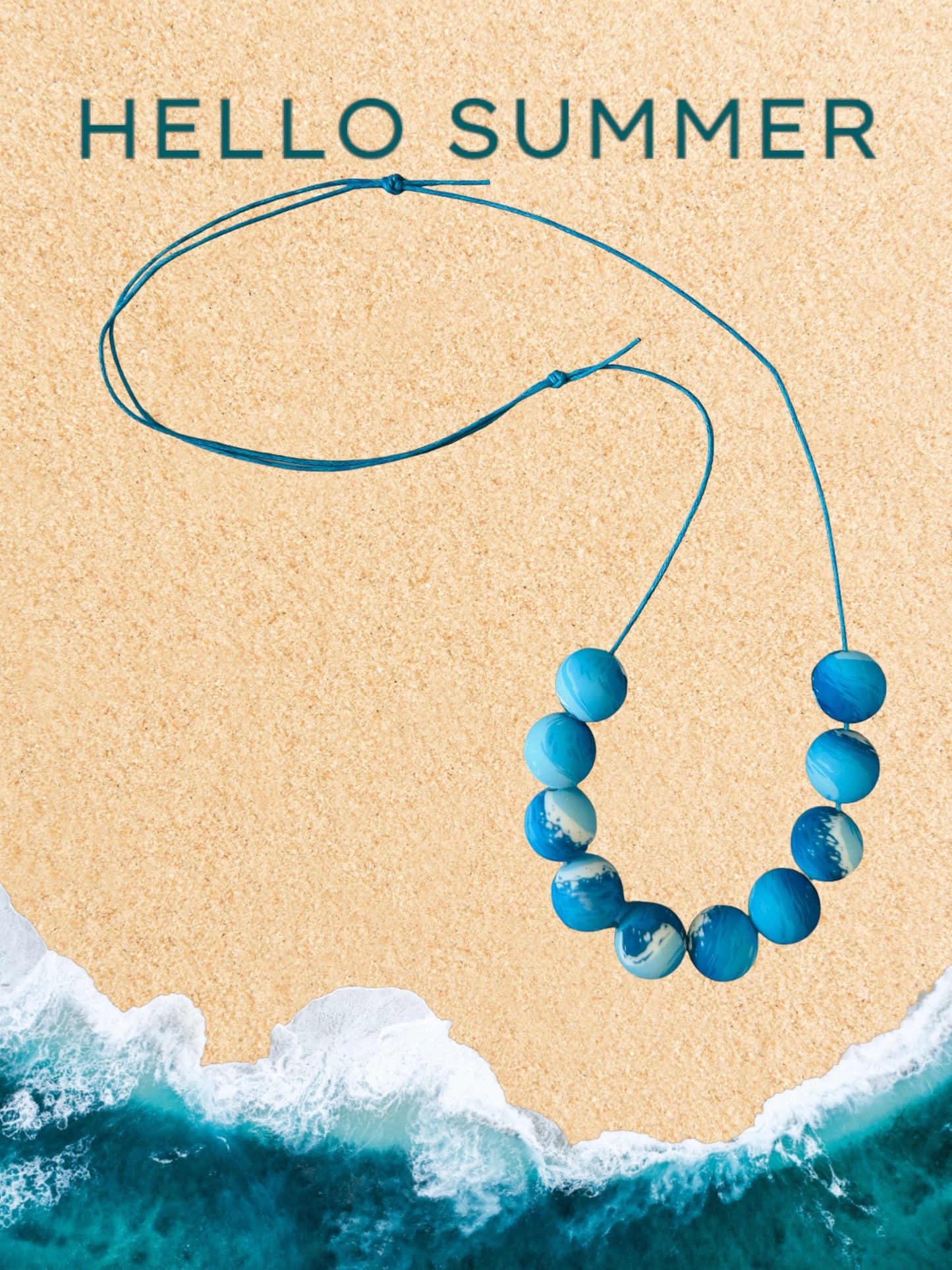 Blue Waves beaded necklace