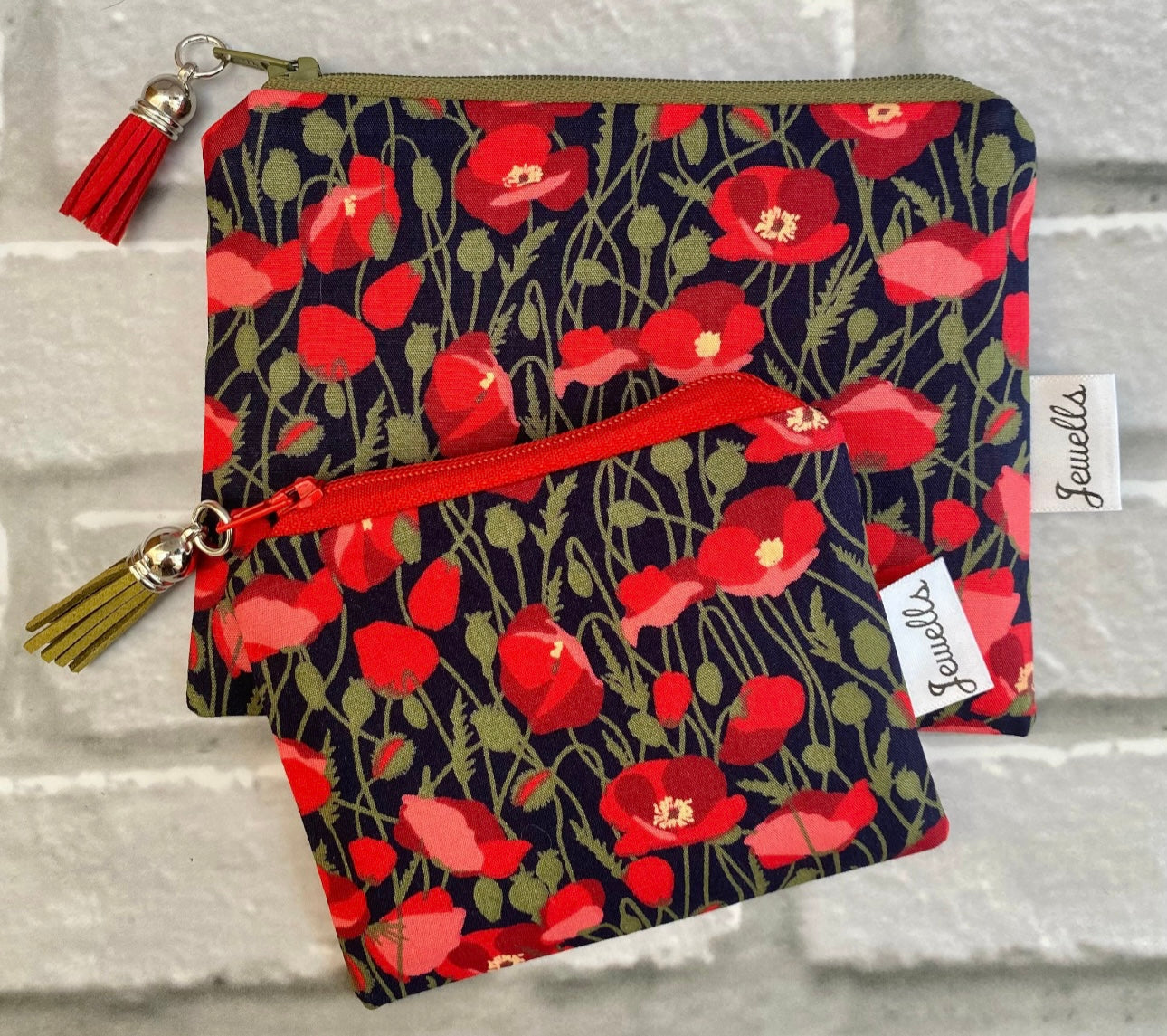 Poppies fabric purse pouch 2 sizes