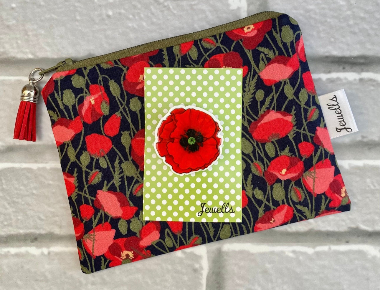 Poppies fabric purse pouch 2 sizes