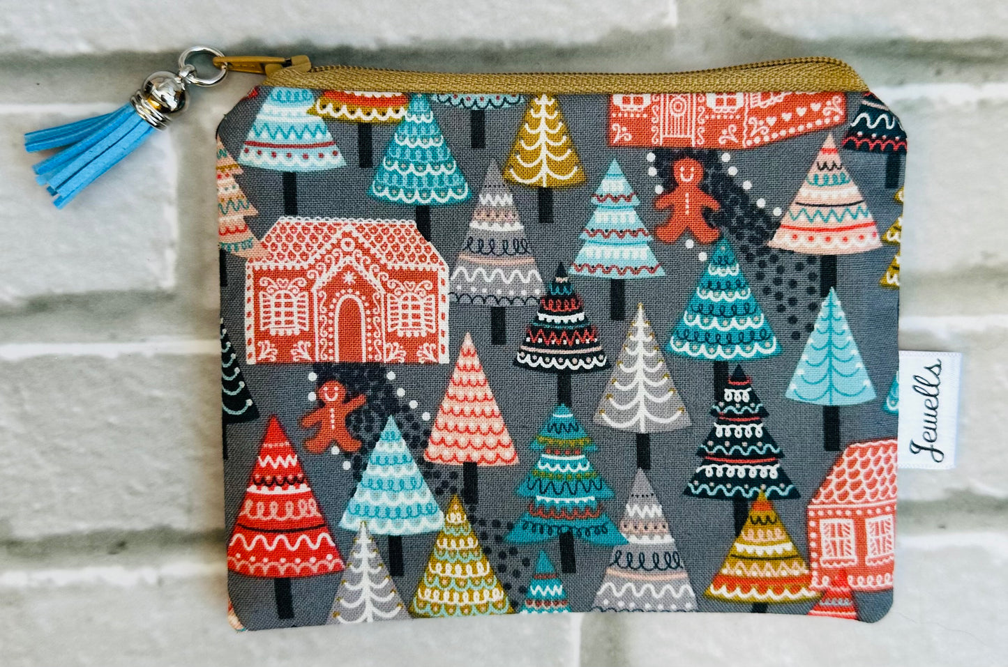 Christmas Gingerbread House fabric purse pouch 2 sizes