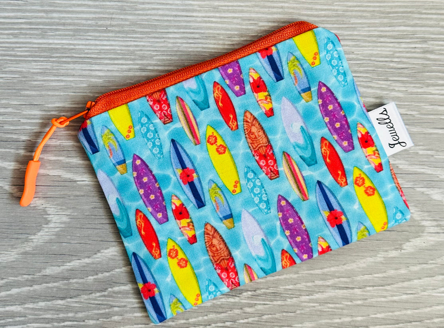 Surfboards Surf fabric coin purse pouch turquoise