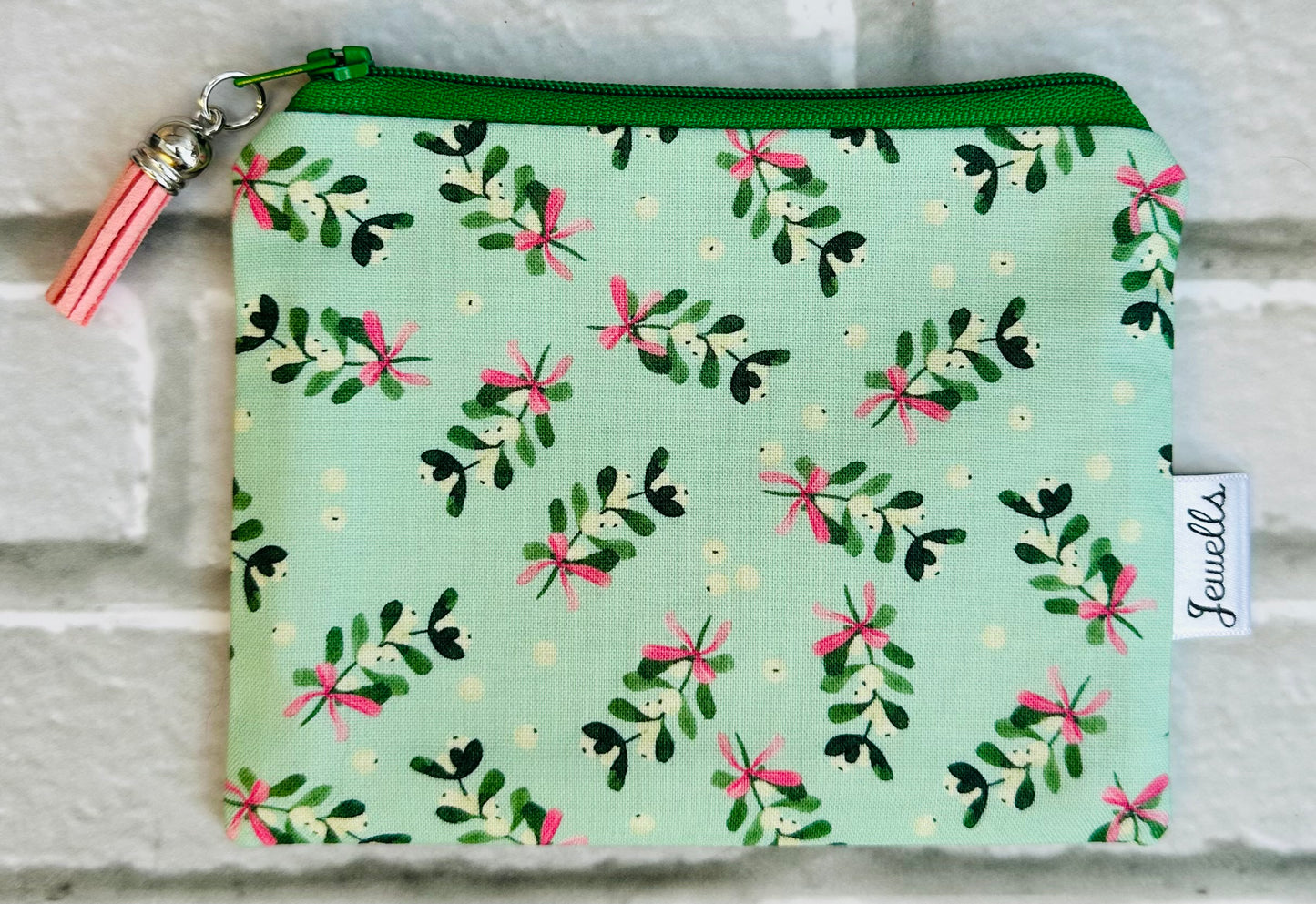 Christmas Mistletoe fabric purse pouch 2 sizes