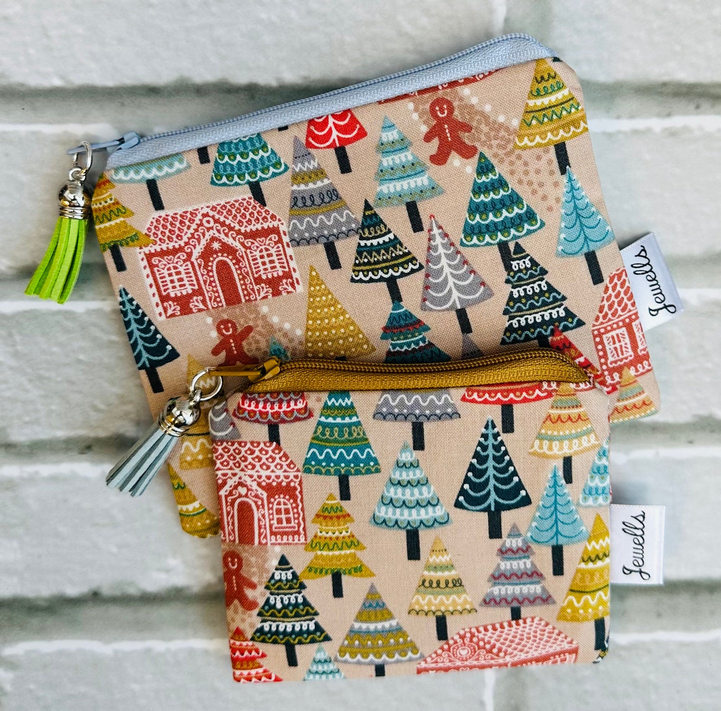 Christmas Gingerbread House fabric purse pouch 2 sizes