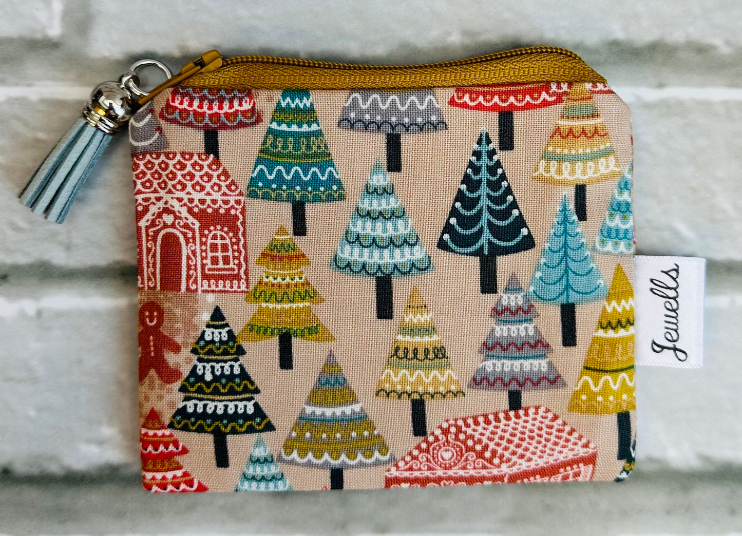 Christmas Gingerbread House fabric purse pouch 2 sizes