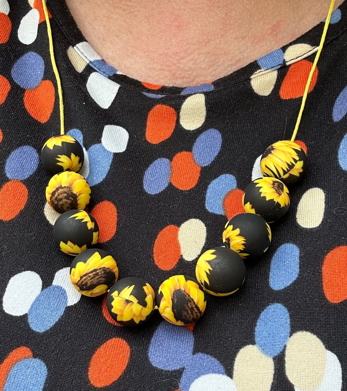 Sunflower beaded necklace