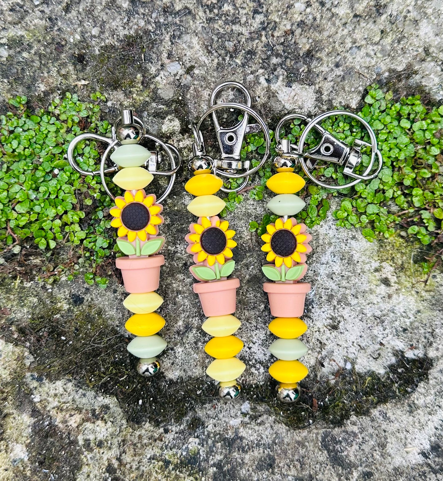 Sunflower Keyring Bag Charm beads