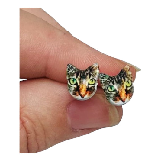 Cat resin stud earrings 4 colours