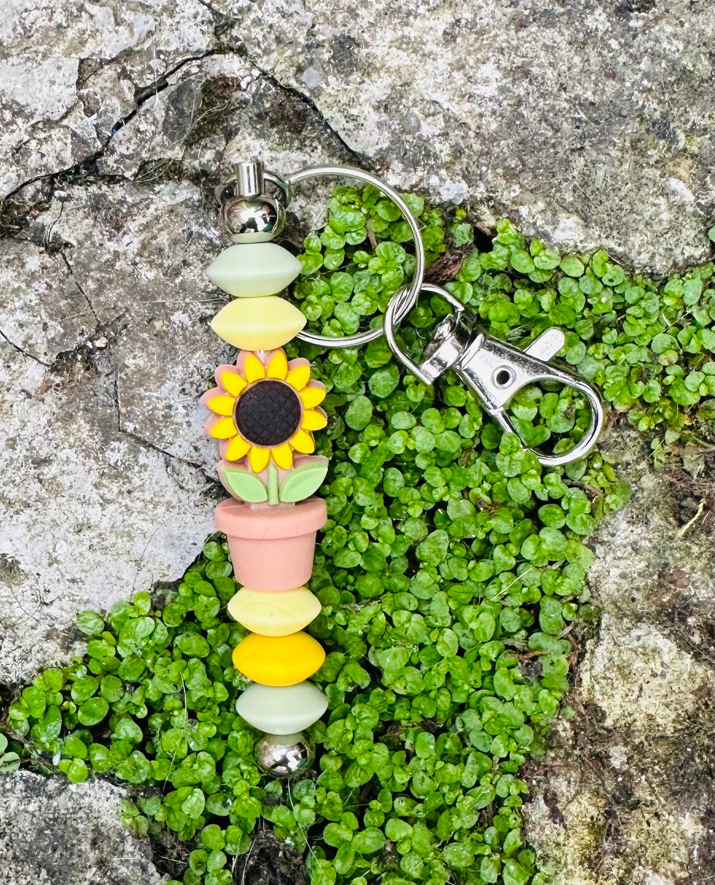 Sunflower Keyring Bag Charm beads