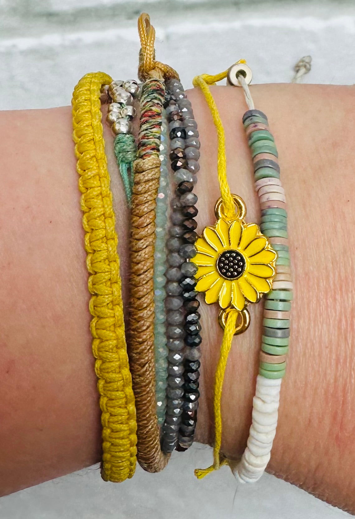 Sunflower Charm Wish Bracelet