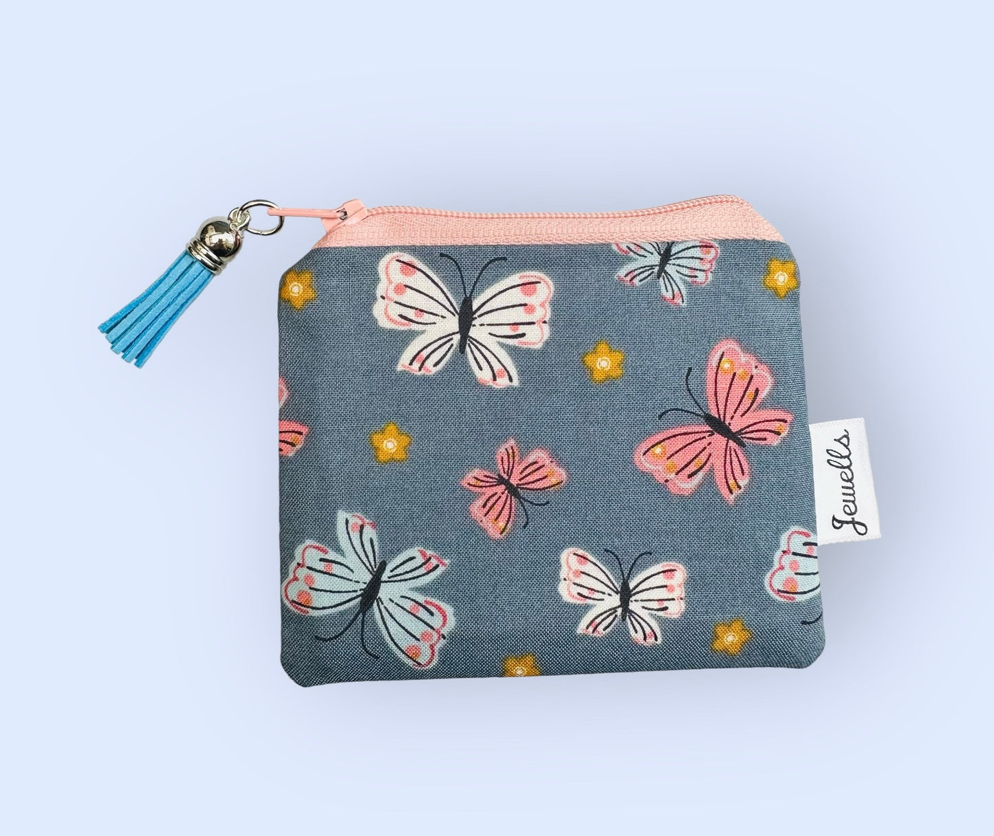 Butterfly Butterflies fabric purse pouch 2 sizes grey