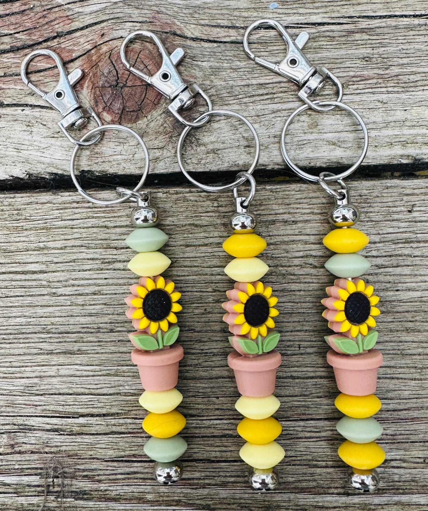 Sunflower Keyring Bag Charm beads