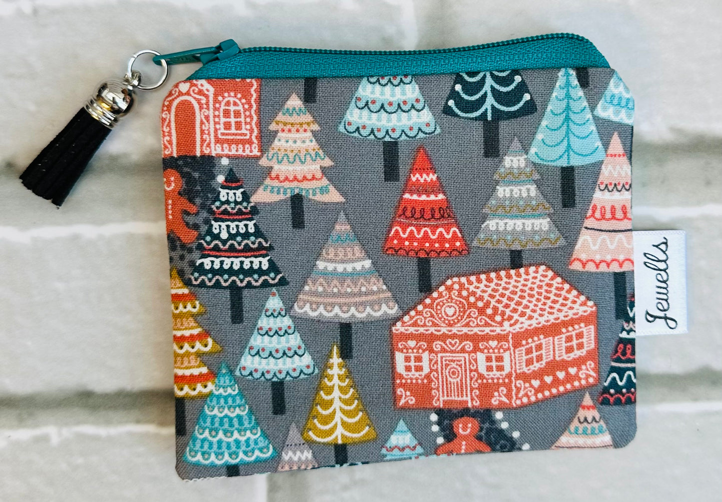 Christmas Gingerbread House fabric purse pouch 2 sizes