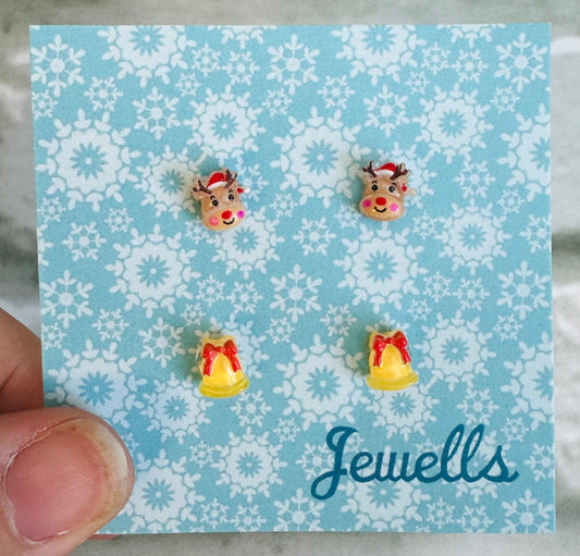 2 Pairs of Christmas mini resin earrings