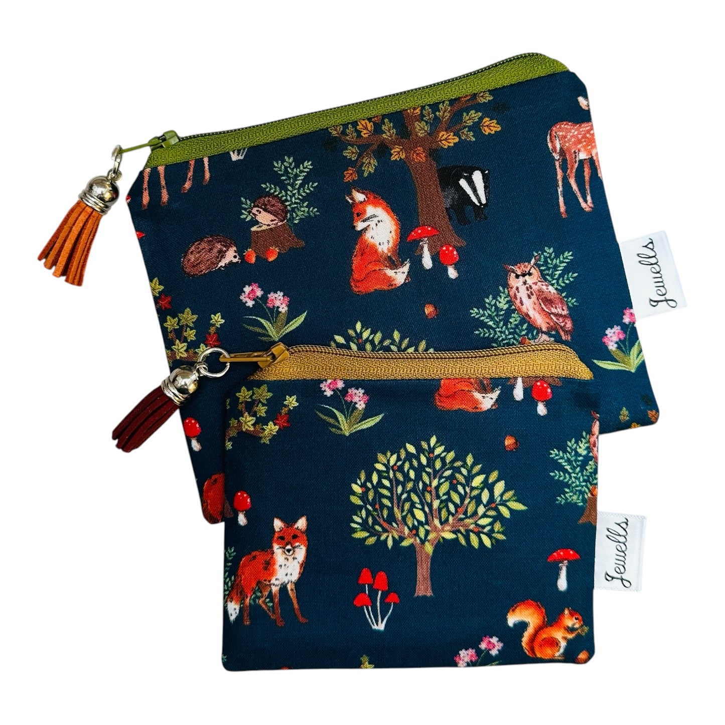 Wildlife fabric purse pouch 2 sizes navy deer fox