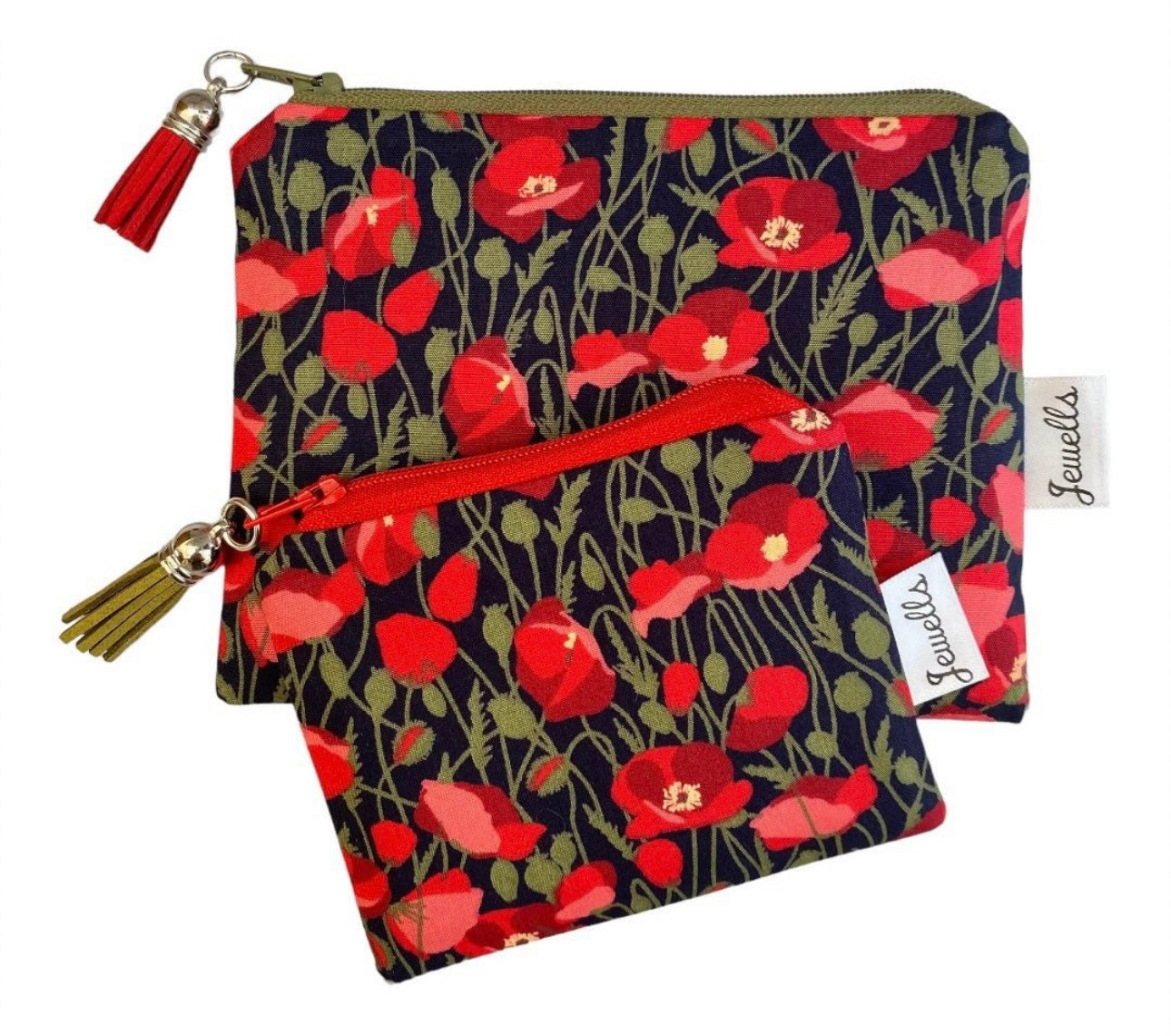 Poppies fabric purse pouch 2 sizes