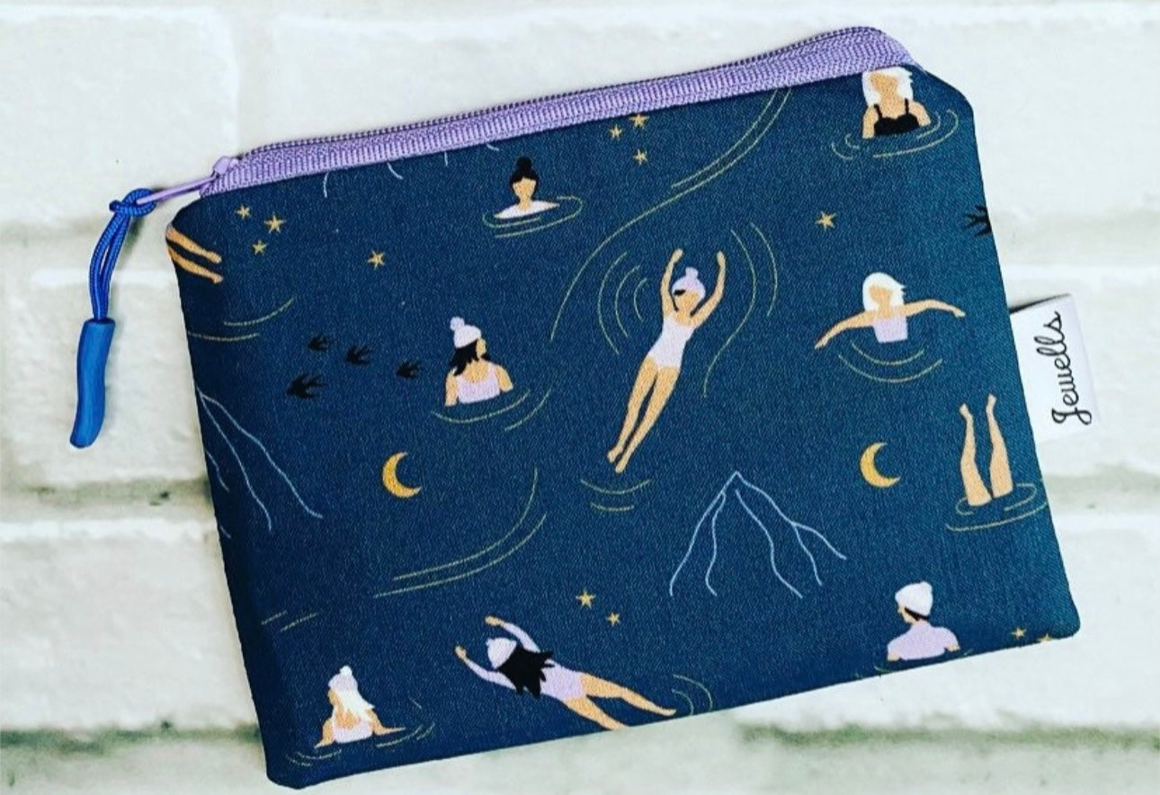 Swimmer fabric coin purse pouch Midnight