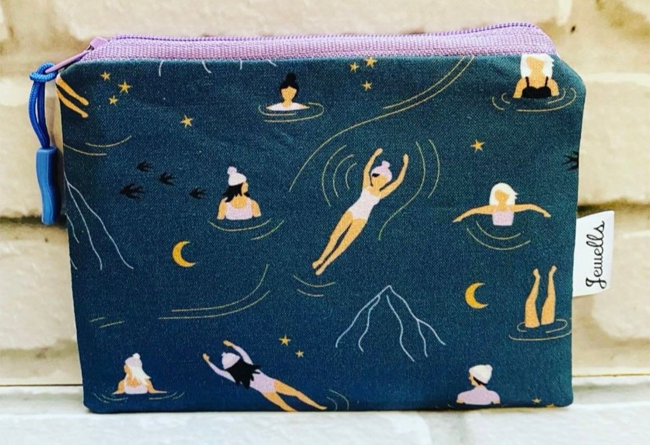 Swimmer fabric coin purse pouch Midnight