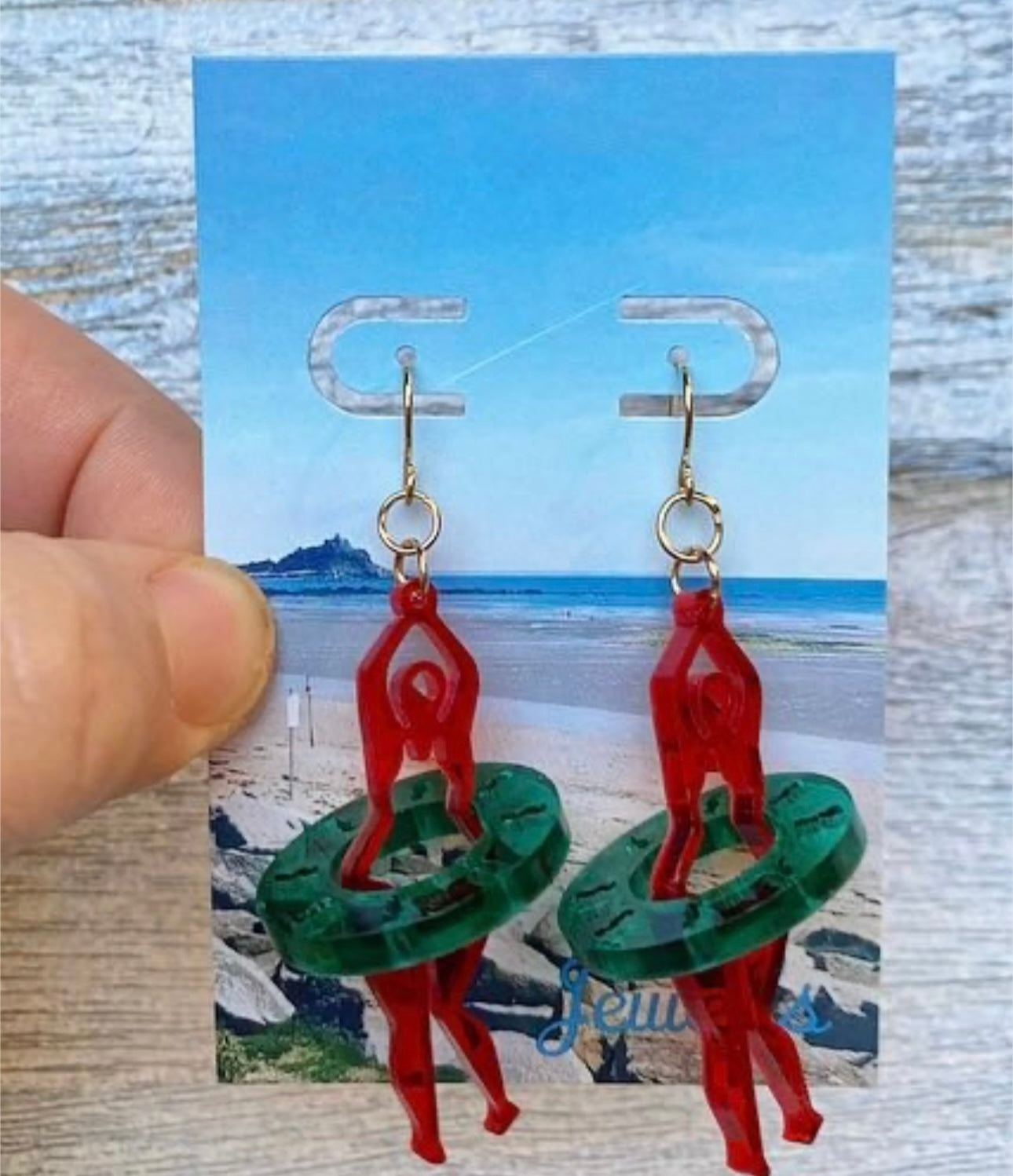 Swimming Lady hoop dangle earrings