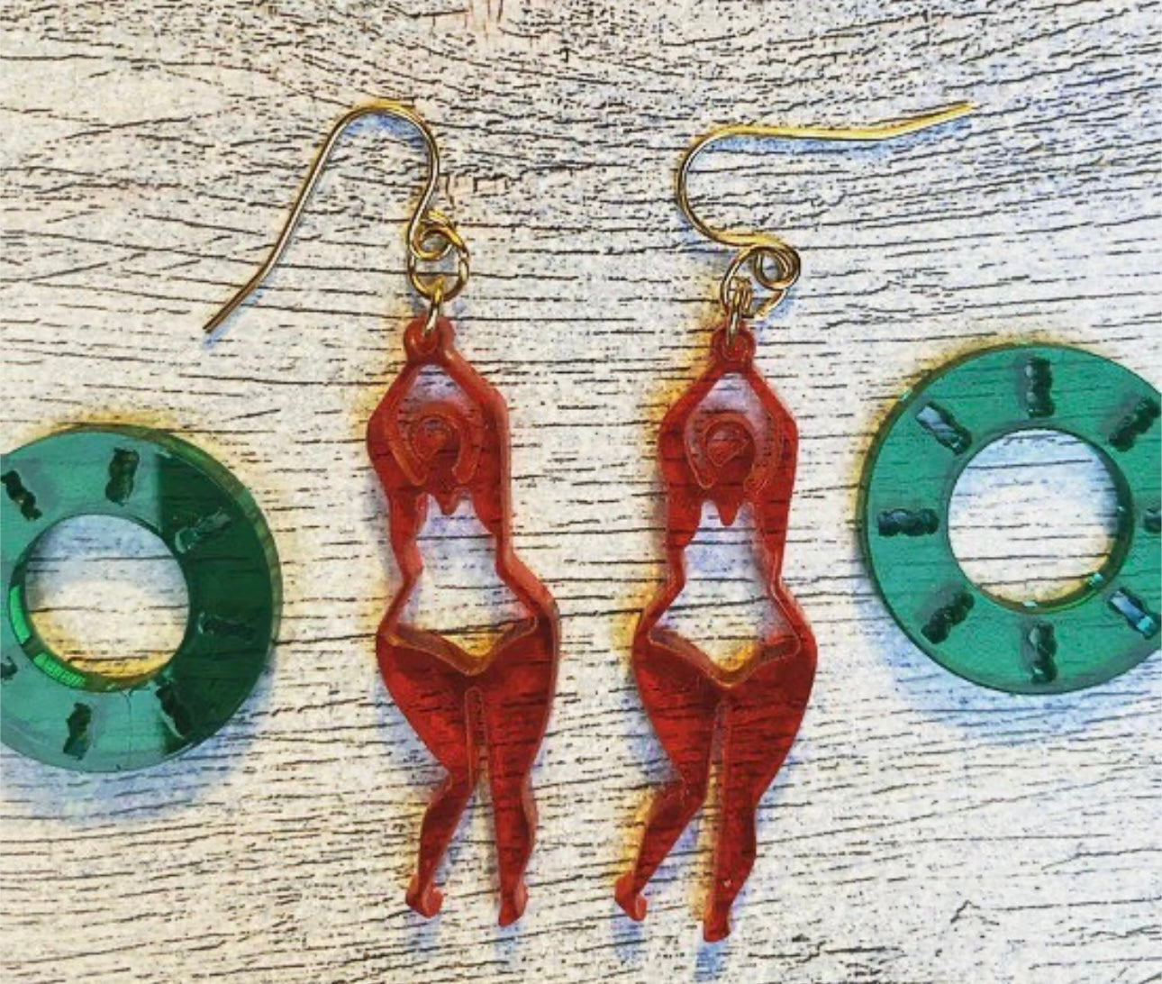 Swimming Lady hoop dangle earrings