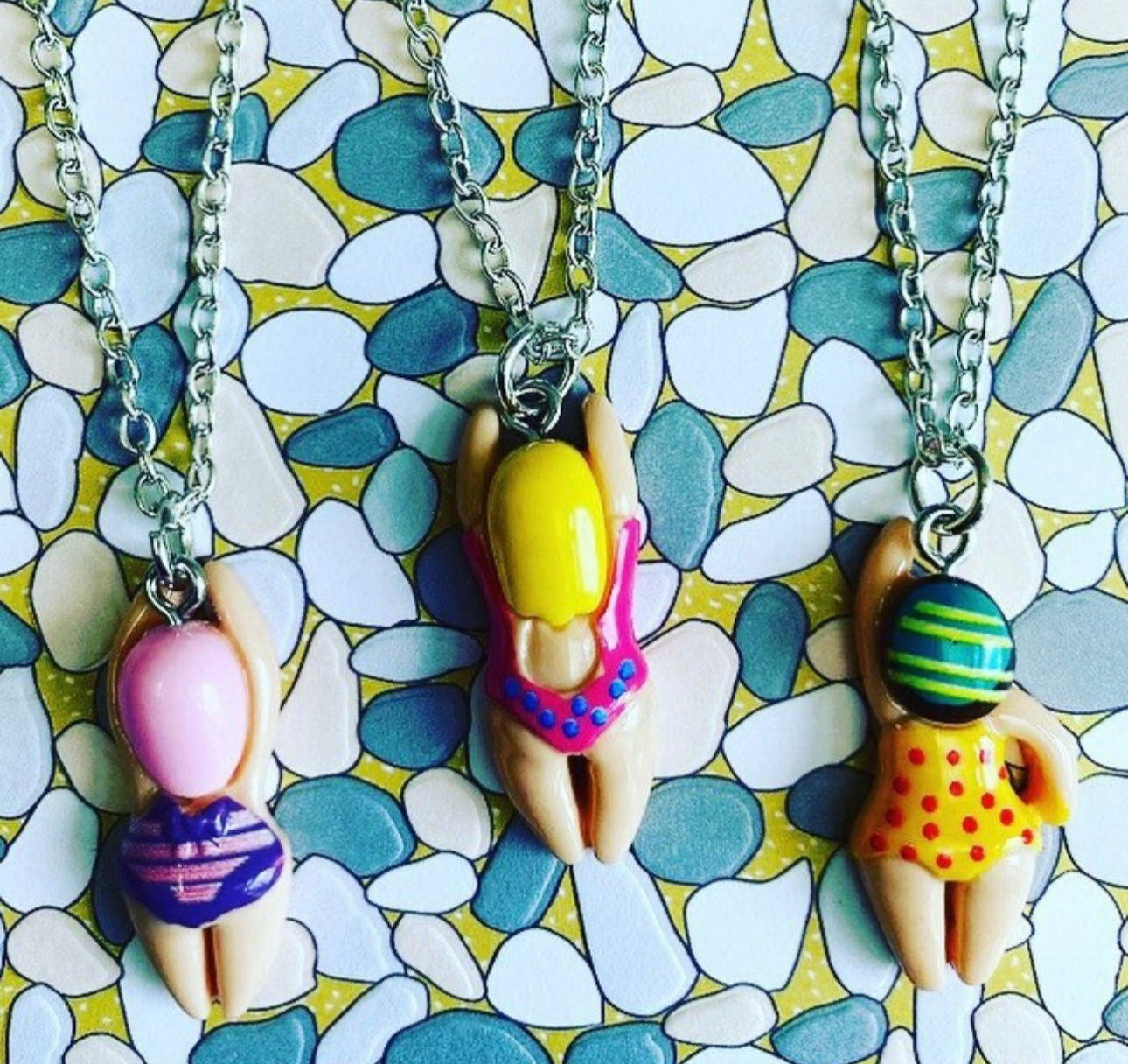 Swimmer Mini Resin Charm Necklace - 6 designs