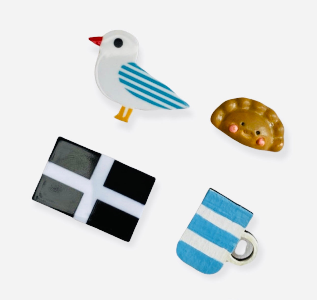 Set Cornish fridge magnets pasty flag seagull